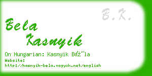 bela kasnyik business card